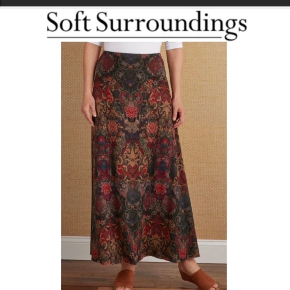 𝅺Soft Surroundings Floral paisley Mindi Skirt sz small